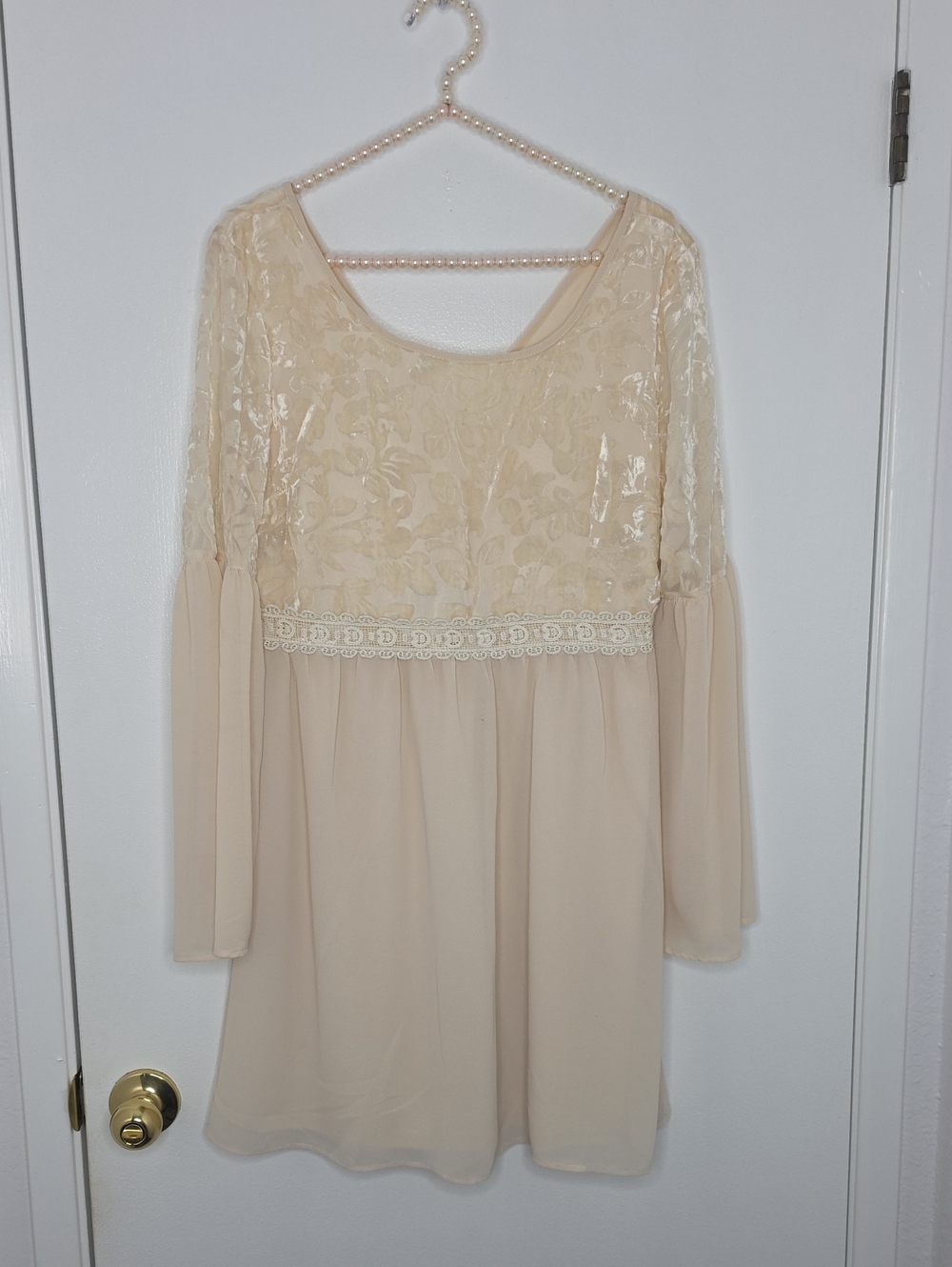 Flying Tomato Empire Waist Dresses Ivory Lace Bodice Chiffon Dress